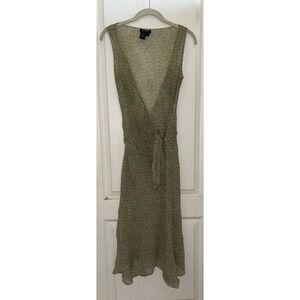 Vtg Max Edition 100% Silk Floral fairy whimsy Midi Sheer Wrap Dress Size 0 Y2K